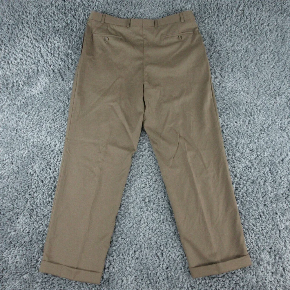 Lauren Ralph Lauren Pants Mens 38x32 Brown Green Blend Wool Dress Pant 36x28.5